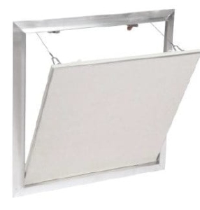 Aluminiowa klapa rewizyjna System F2 Alu-Magic klejona z wkładką z płyty g-k 12,5 mm i wyjmowanym skrzydłem drzwiowym T-AKG125FF